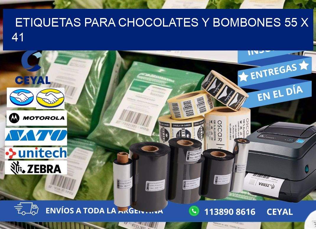 ETIQUETAS PARA CHOCOLATES Y BOMBONES 55 x 41