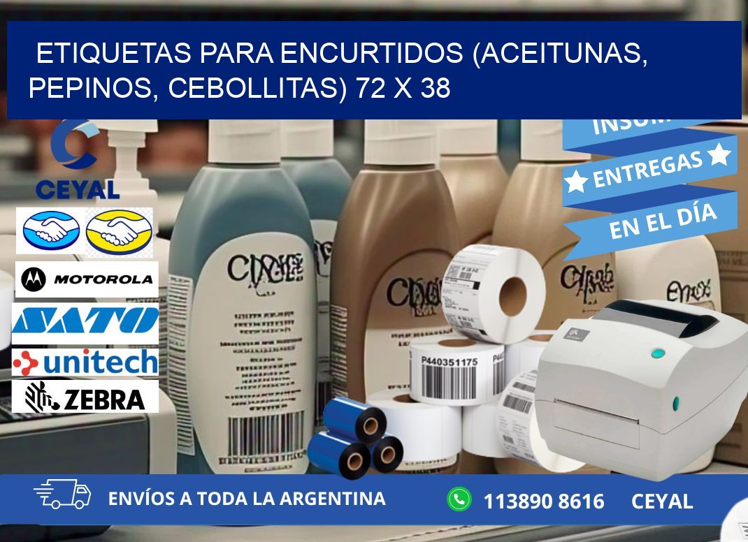 ETIQUETAS PARA ENCURTIDOS (ACEITUNAS, PEPINOS, CEBOLLITAS) 72 x 38