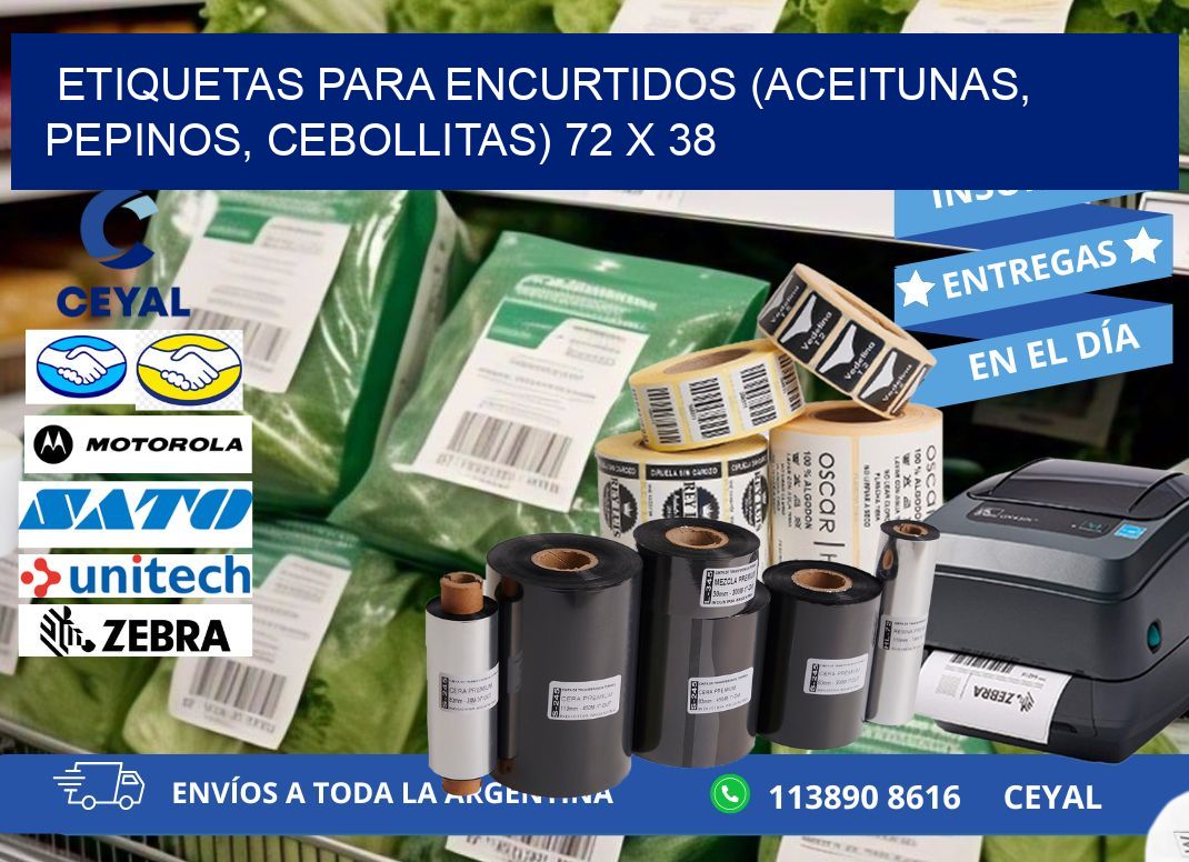 ETIQUETAS PARA ENCURTIDOS (ACEITUNAS, PEPINOS, CEBOLLITAS) 72 x 38