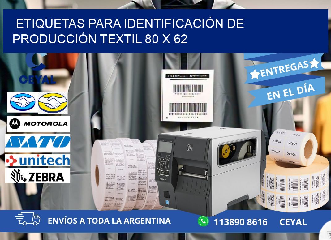 ETIQUETAS PARA IDENTIFICACIÓN DE PRODUCCIÓN TEXTIL 80 x 62