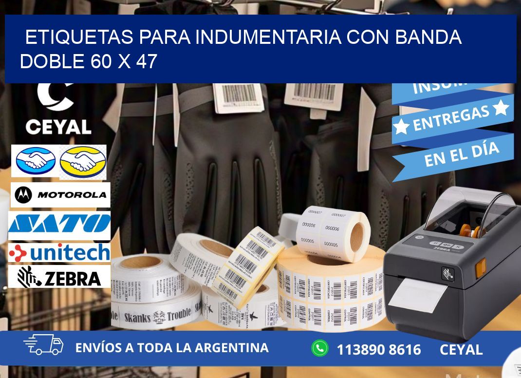 ETIQUETAS PARA INDUMENTARIA CON BANDA DOBLE 60 x 47