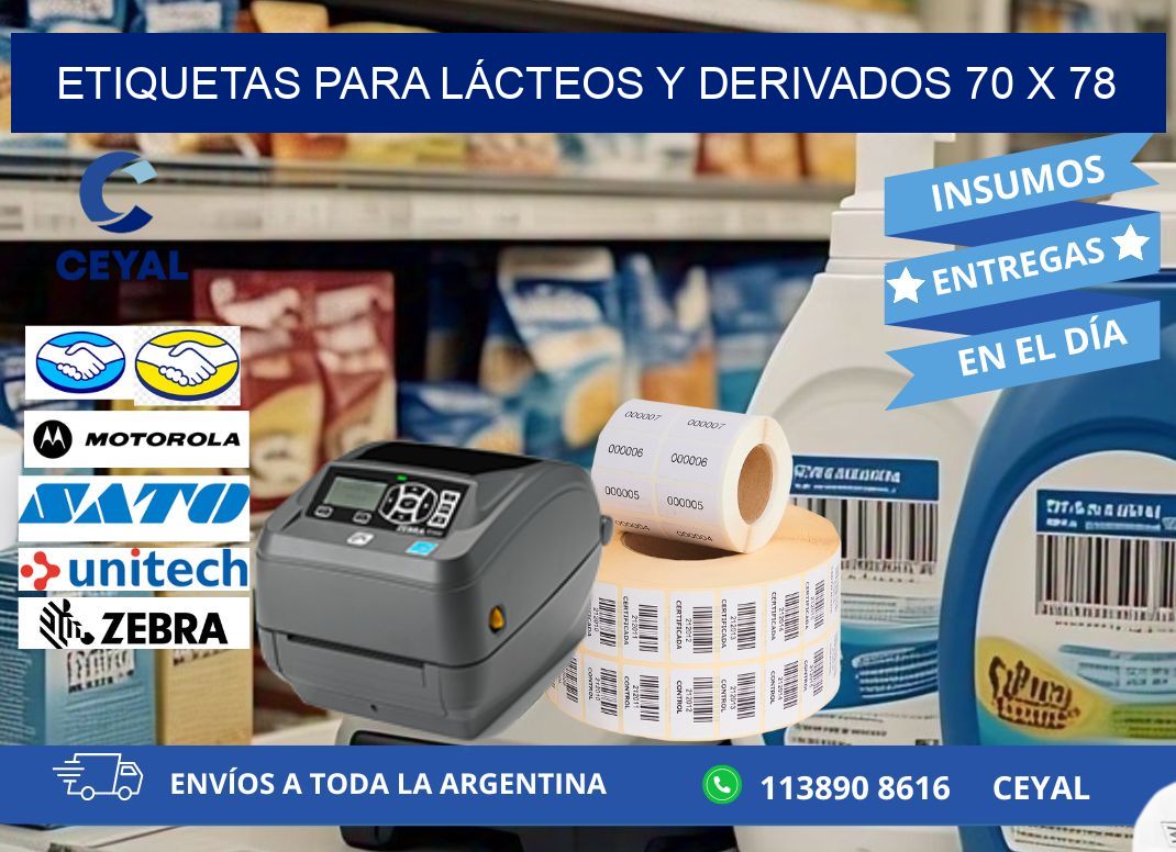 ETIQUETAS PARA LÁCTEOS Y DERIVADOS 70 x 78