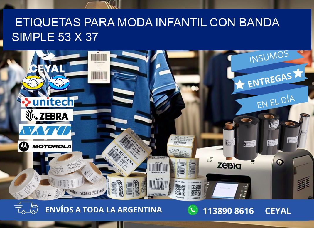 ETIQUETAS PARA MODA INFANTIL CON BANDA SIMPLE 53 x 37