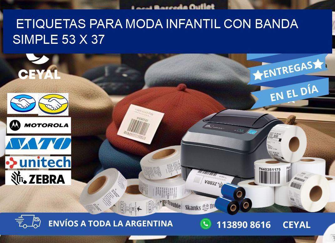 ETIQUETAS PARA MODA INFANTIL CON BANDA SIMPLE 53 x 37
