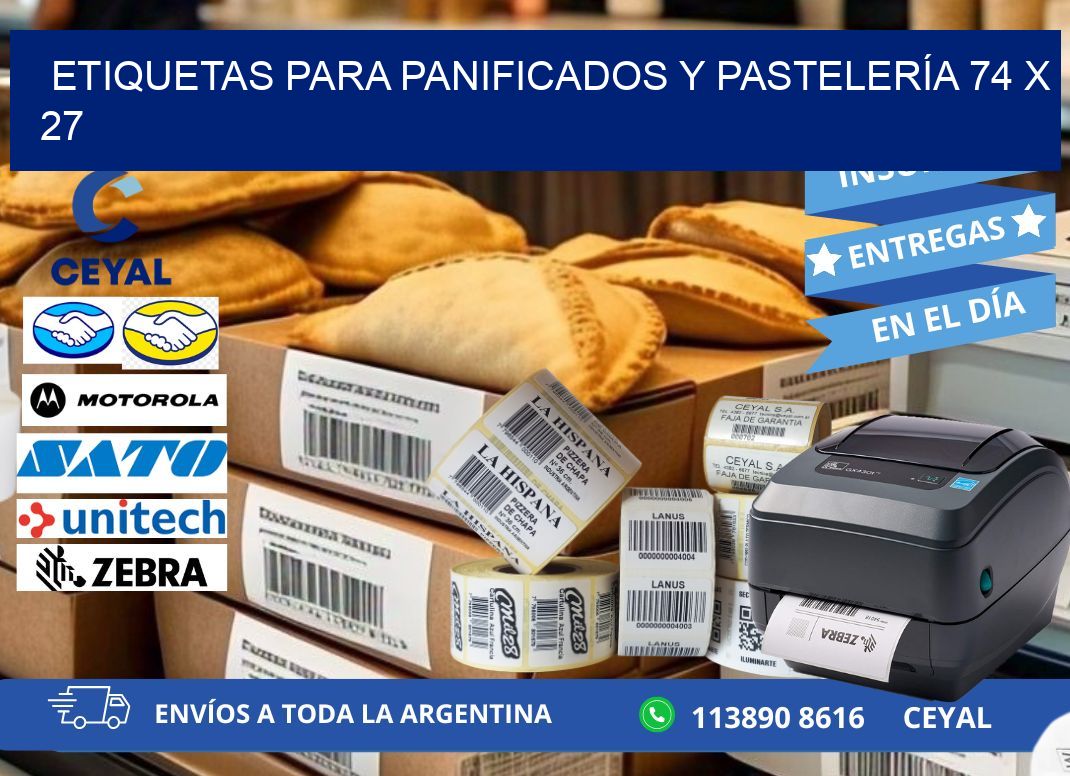 ETIQUETAS PARA PANIFICADOS Y PASTELERÍA 74 x 27