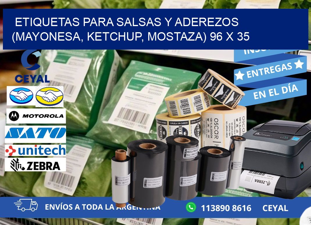 ETIQUETAS PARA SALSAS Y ADEREZOS (MAYONESA, KETCHUP, MOSTAZA) 96 x 35