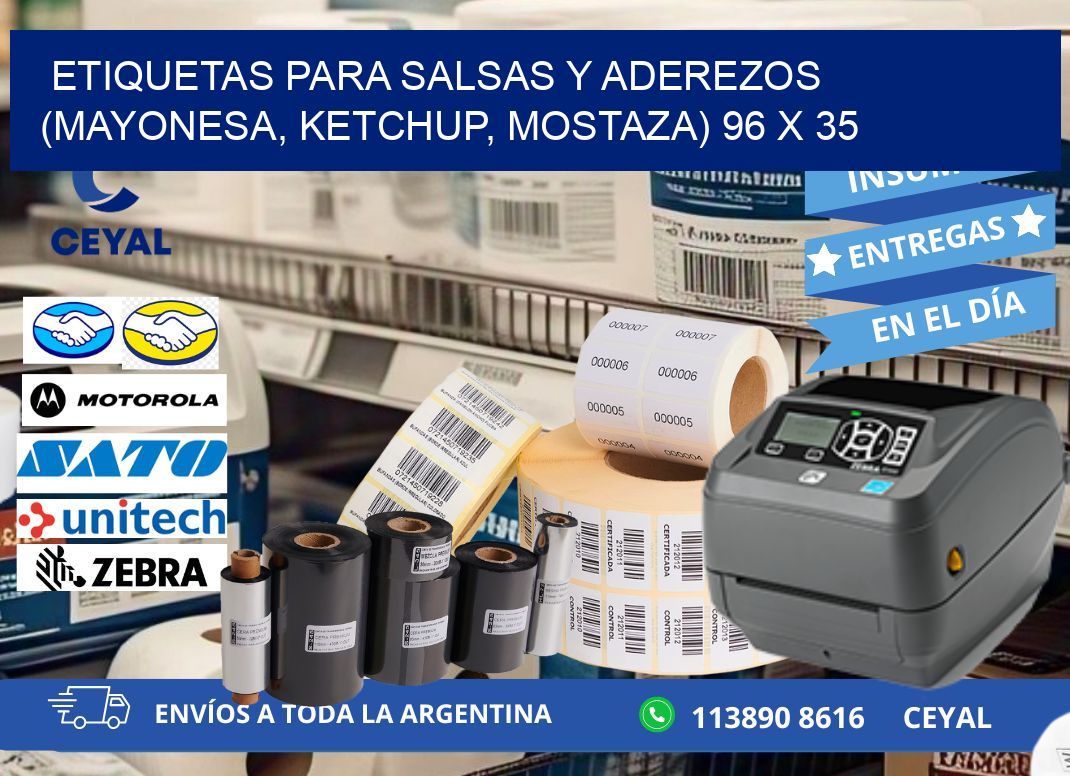 ETIQUETAS PARA SALSAS Y ADEREZOS (MAYONESA, KETCHUP, MOSTAZA) 96 x 35