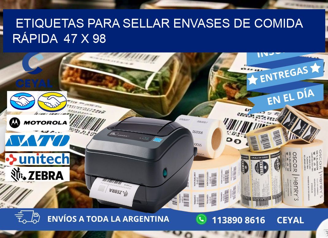 ETIQUETAS PARA SELLAR ENVASES DE COMIDA RÁPIDA 47 x 98