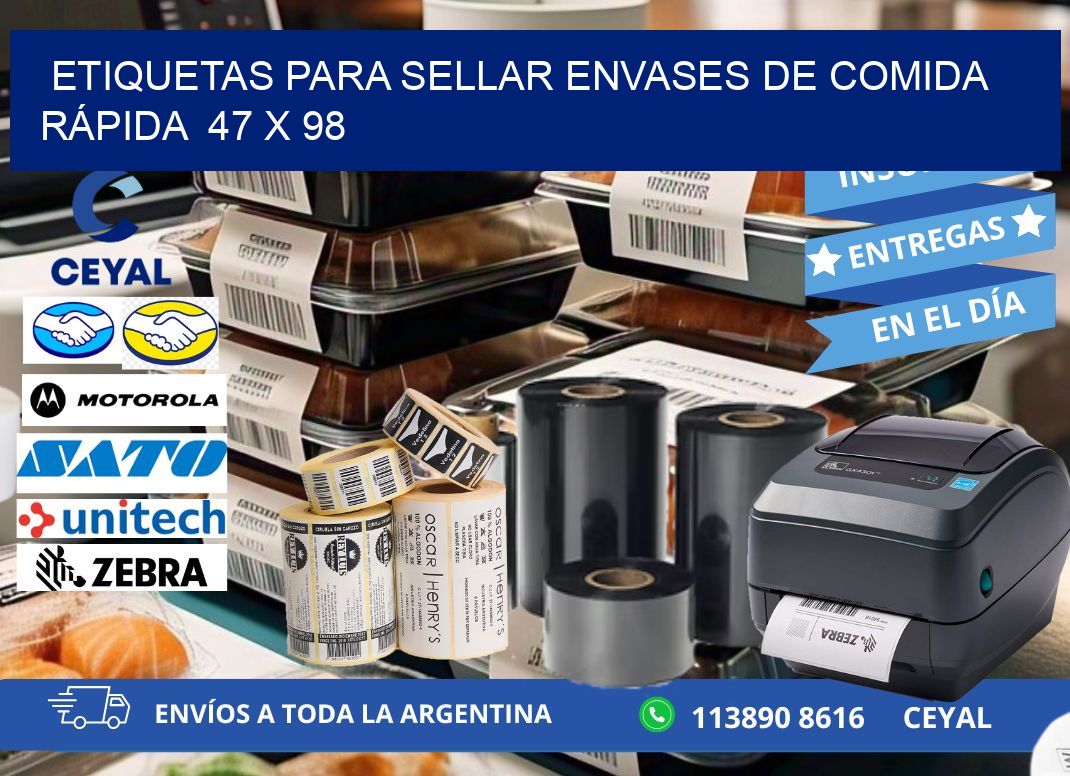 ETIQUETAS PARA SELLAR ENVASES DE COMIDA RÁPIDA 47 x 98