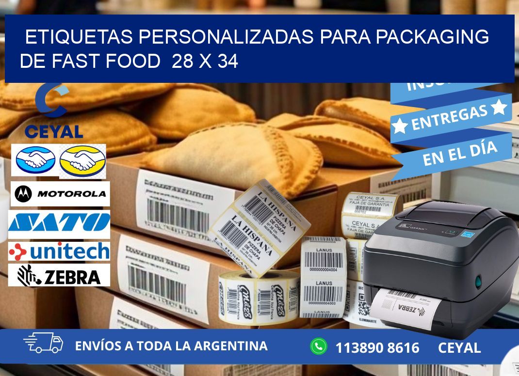 ETIQUETAS PERSONALIZADAS PARA PACKAGING DE FAST FOOD  28 x 34