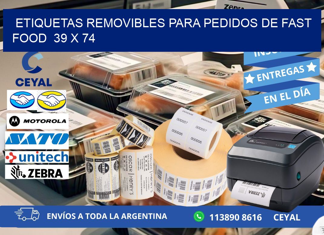 ETIQUETAS REMOVIBLES PARA PEDIDOS DE FAST FOOD  39 x 74