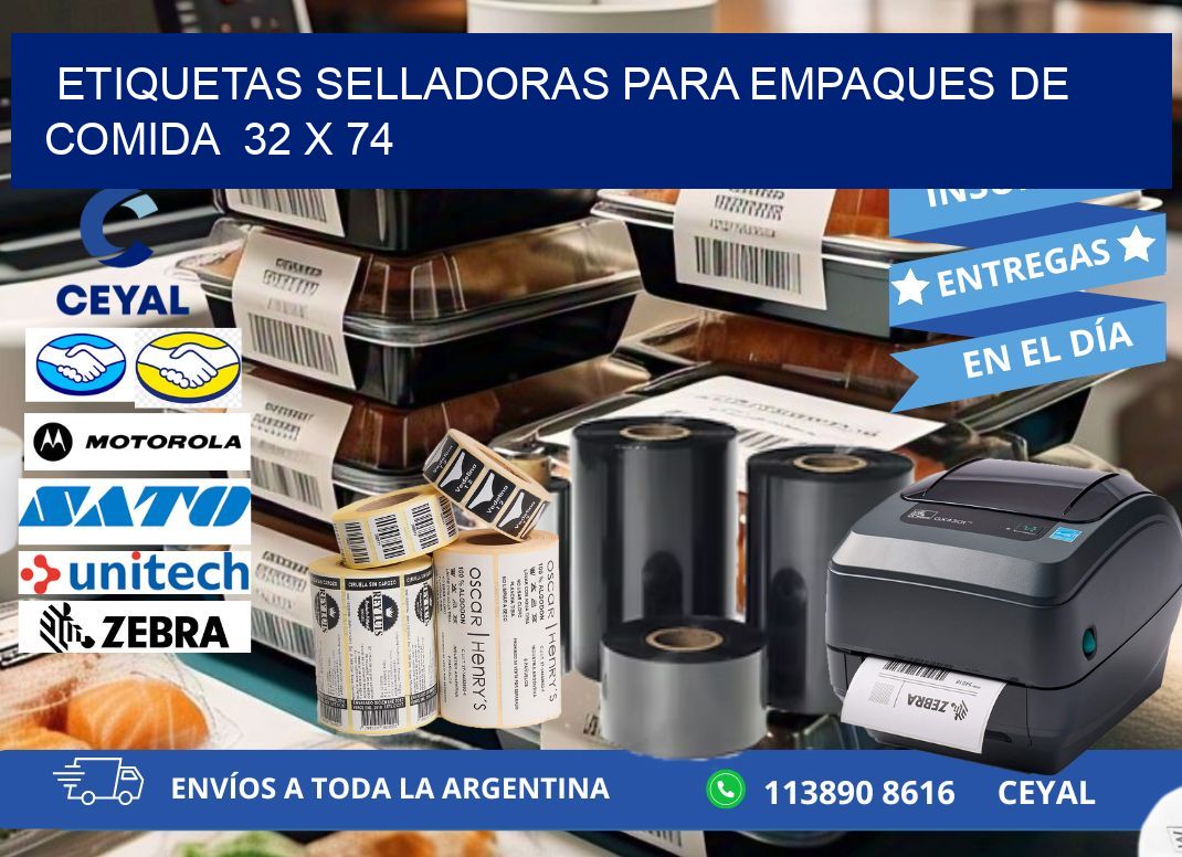 ETIQUETAS SELLADORAS PARA EMPAQUES DE COMIDA 32 x 74
