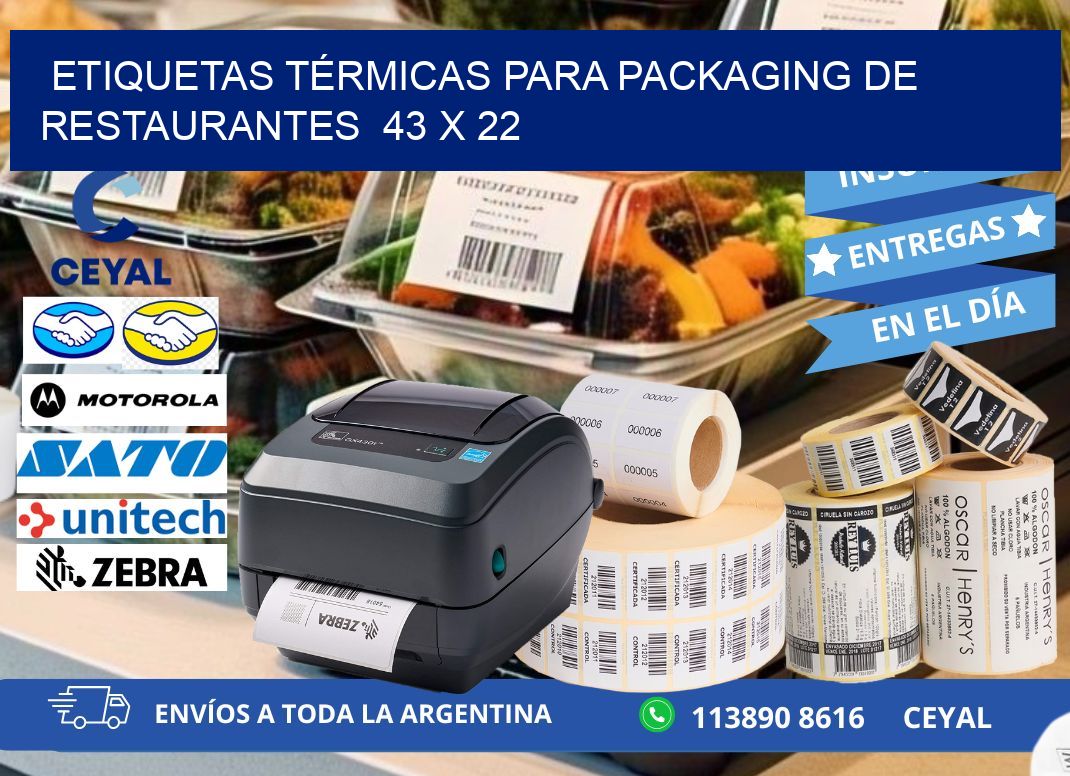 ETIQUETAS TÉRMICAS PARA PACKAGING DE RESTAURANTES  43 x 22