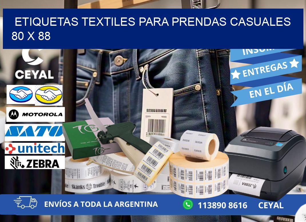ETIQUETAS TEXTILES PARA PRENDAS CASUALES 80 x 88