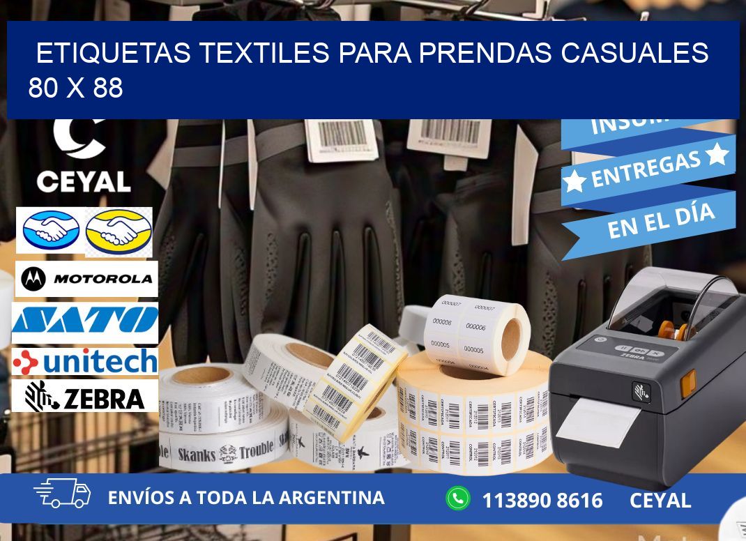 ETIQUETAS TEXTILES PARA PRENDAS CASUALES 80 x 88