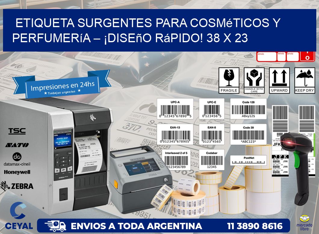 Etiqueta sUrgentes para Cosméticos y Perfumería – ¡Diseño Rápido! 38 x 23