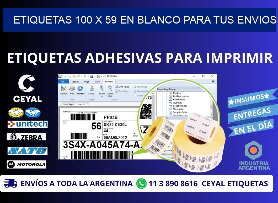 Etiquetas 100 x 59 en blanco para tus envios