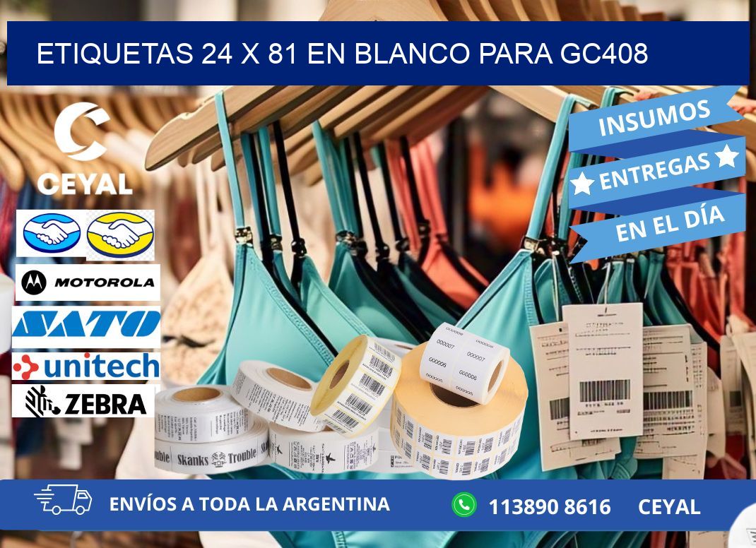 Etiquetas 24 x 81 en blanco para gc408