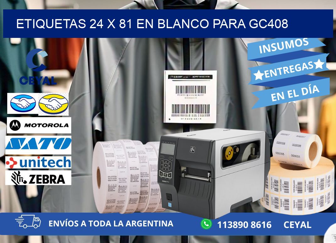 Etiquetas 24 x 81 en blanco para gc408