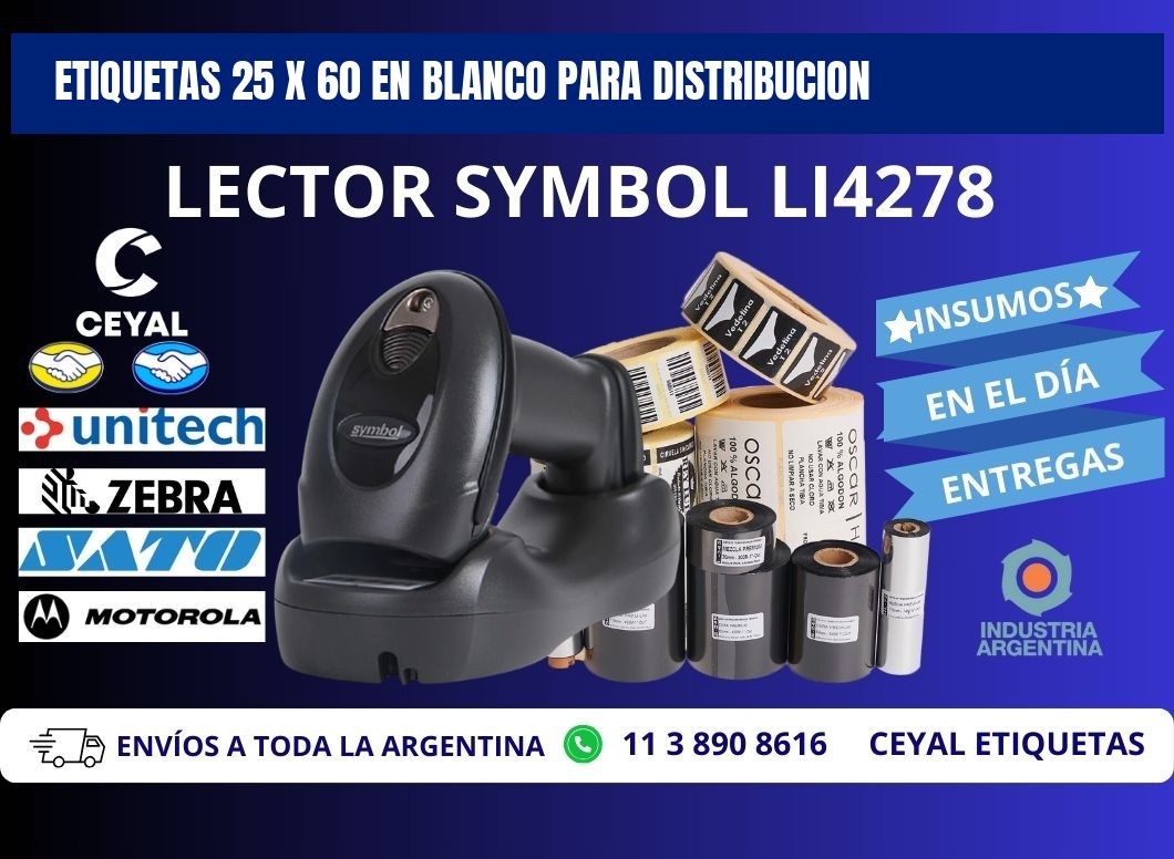 Etiquetas 25 x 60 en blanco para distribucion