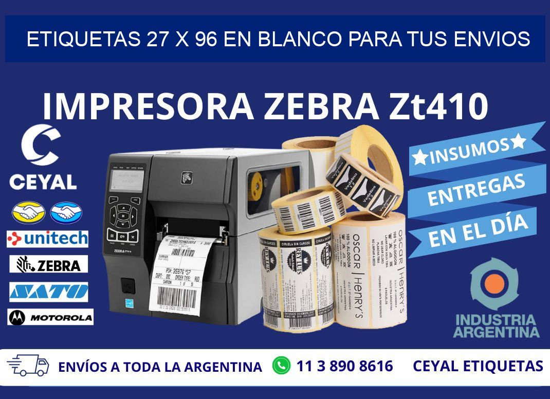 Etiquetas 27 x 96 en blanco para tus envios