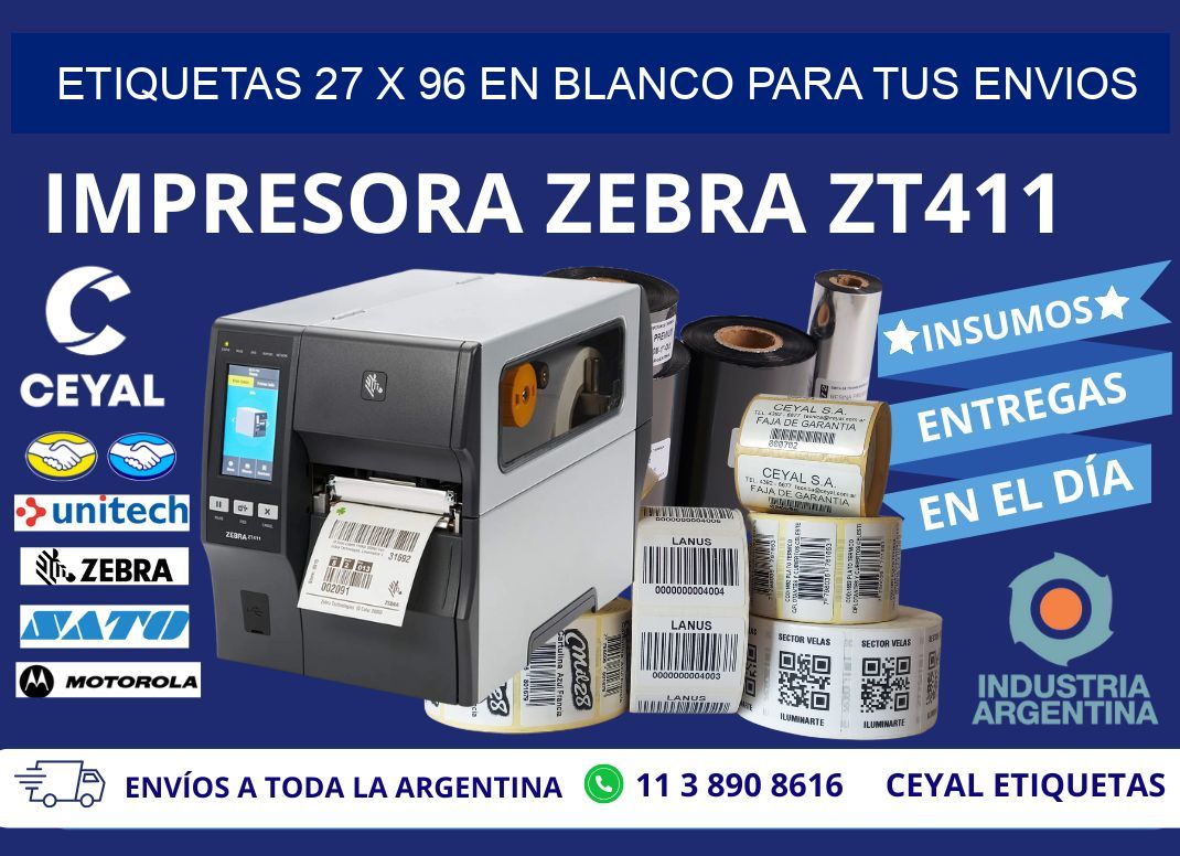 Etiquetas 27 x 96 en blanco para tus envios