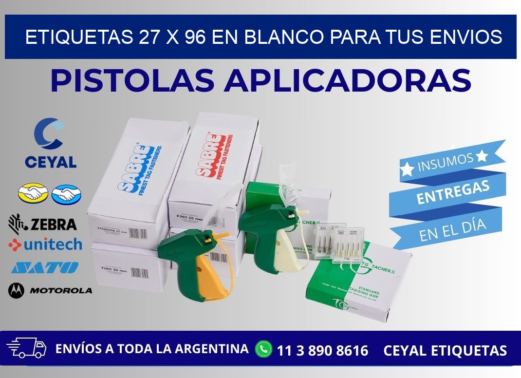 Etiquetas 27 x 96 en blanco para tus envios