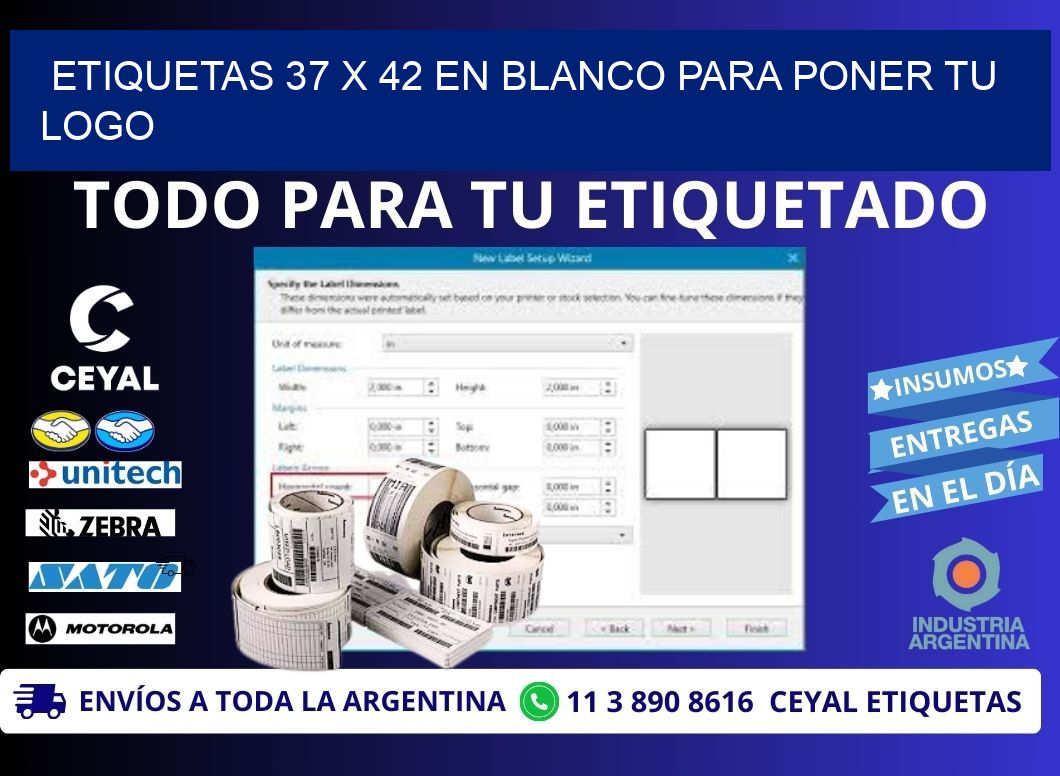 Etiquetas 37 x 42 en blanco para poner tu logo