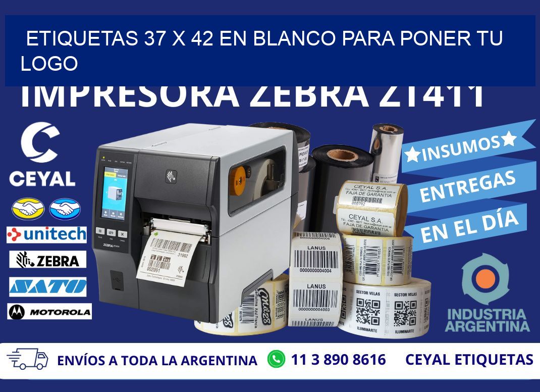 Etiquetas 37 x 42 en blanco para poner tu logo