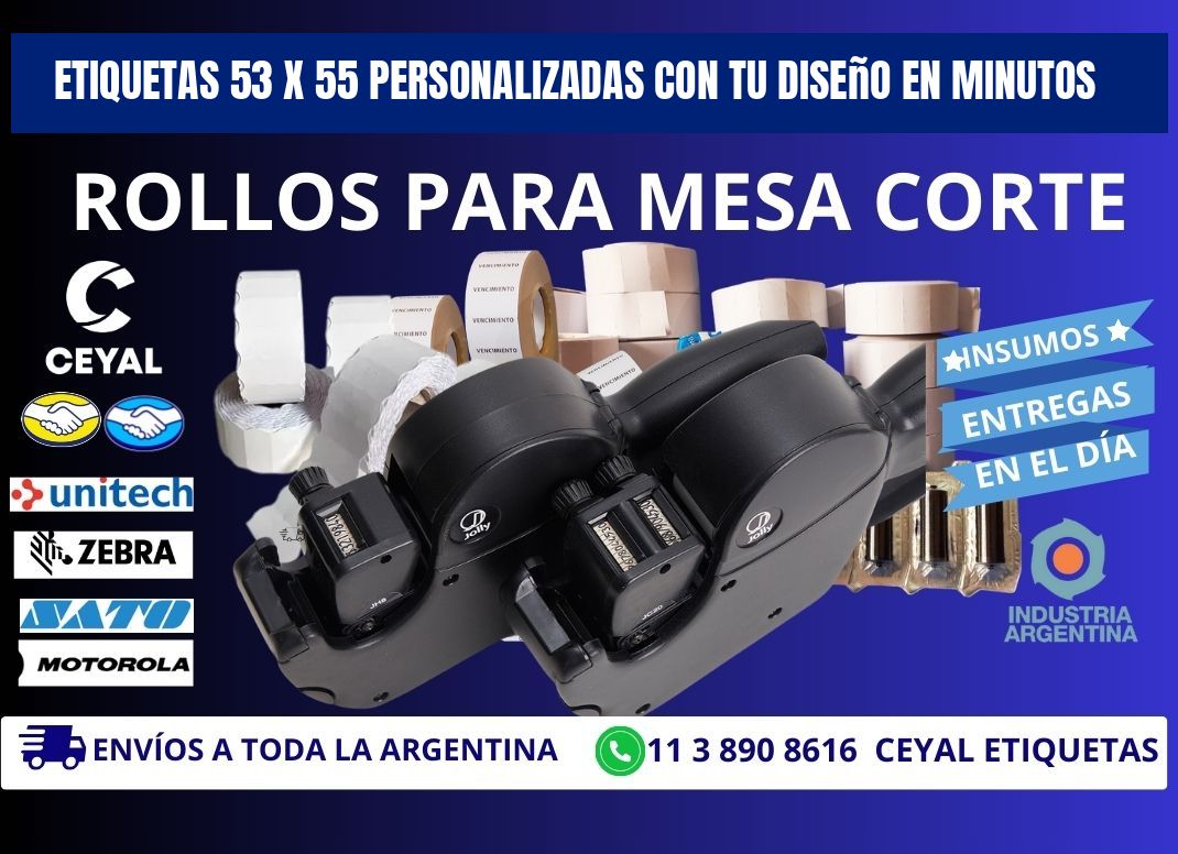 Etiquetas 53 x 55 Personalizadas con Tu Diseño en Minutos