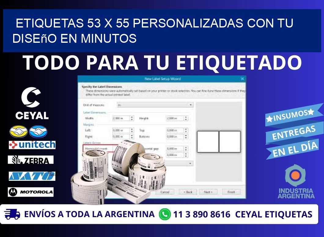 Etiquetas 53 x 55 Personalizadas con Tu Diseño en Minutos