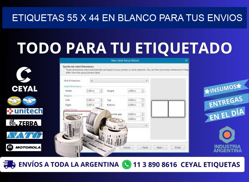 Etiquetas 55 x 44 en blanco para tus envios