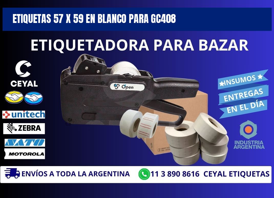 Etiquetas 57 x 59 en blanco para gc408