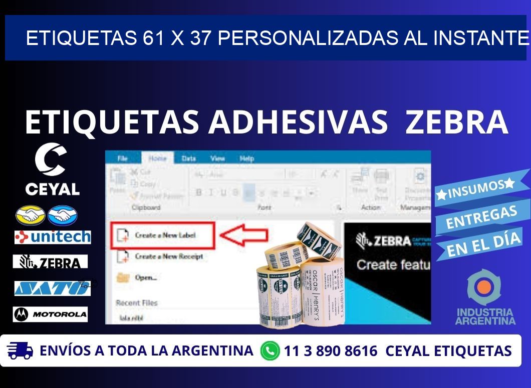Etiquetas 61 x 37 Personalizadas al Instante