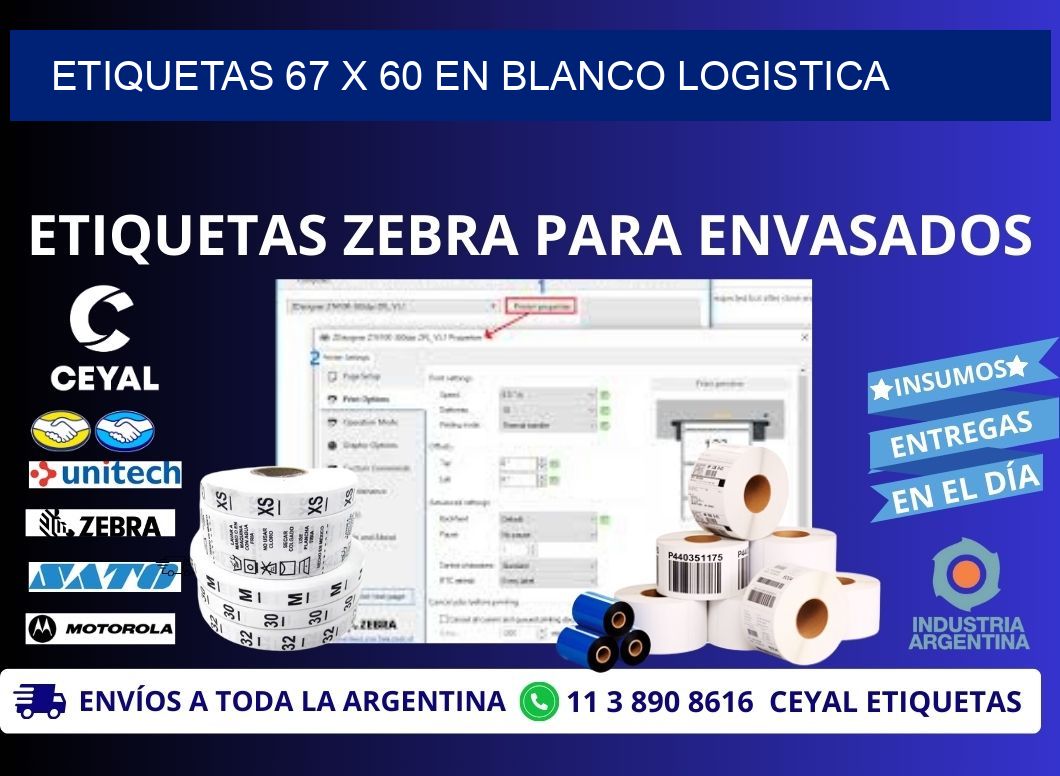 Etiquetas 67 x 60 en blanco logistica