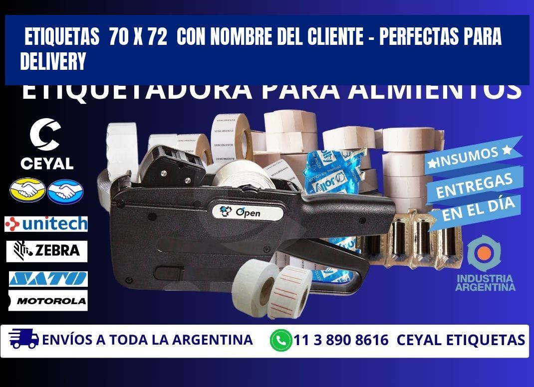 Etiquetas 70 x 72 con Nombre del Cliente – Perfectas para Delivery