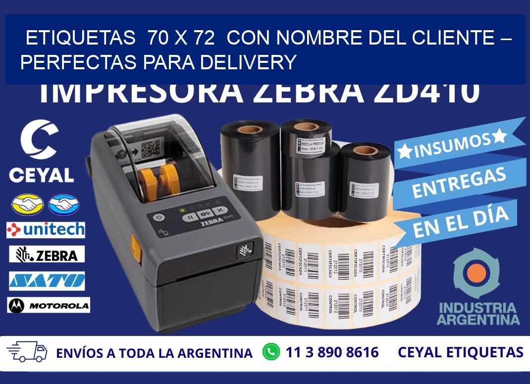 Etiquetas 70 x 72 con Nombre del Cliente – Perfectas para Delivery