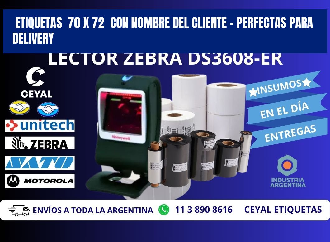 Etiquetas 70 x 72 con Nombre del Cliente – Perfectas para Delivery