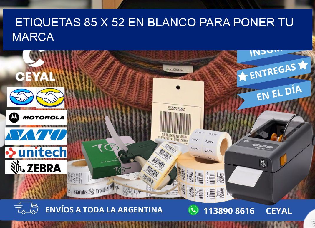 Etiquetas 85 x 52 en blanco para poner tu marca