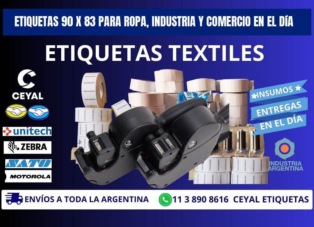 Etiquetas 90 x 83 para Ropa, Industria y Comercio en el Día