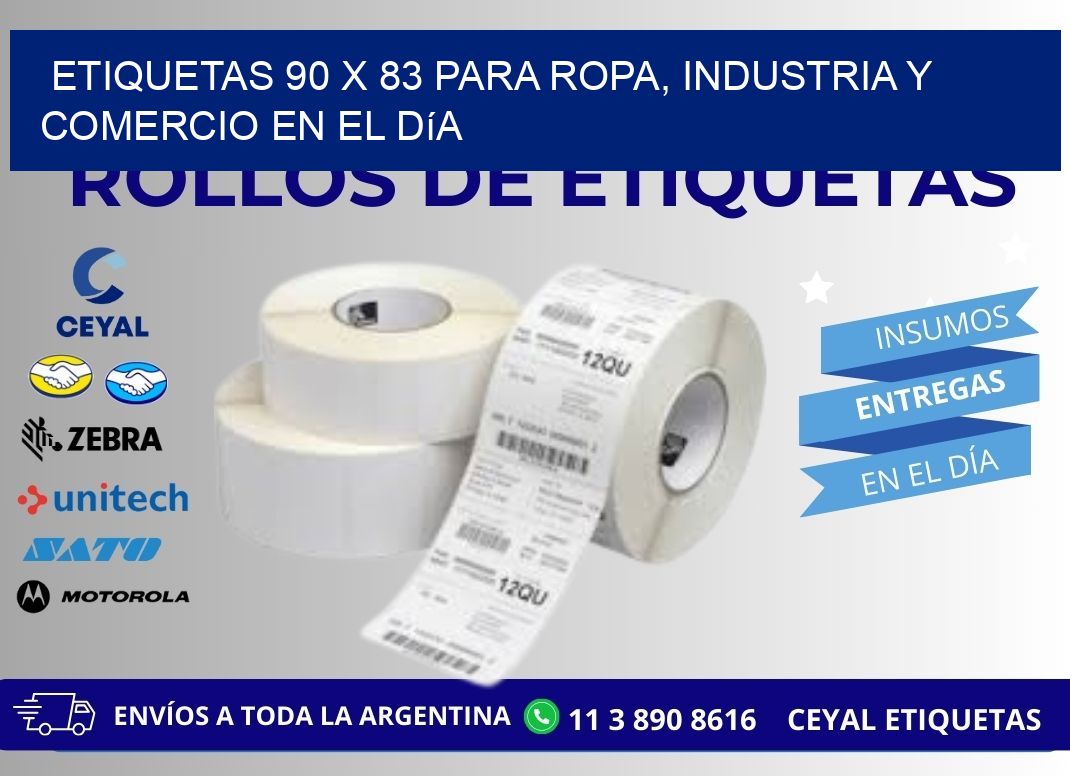 Etiquetas 90 x 83 para Ropa, Industria y Comercio en el Día