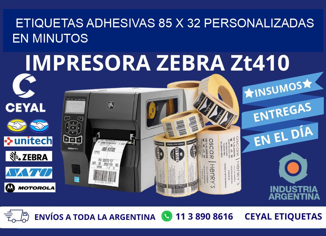 Etiquetas Adhesivas 85 x 32 Personalizadas en Minutos
