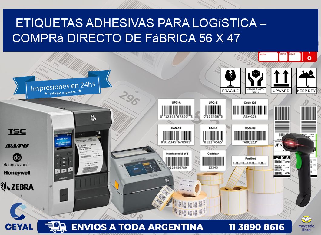 Etiquetas Adhesivas para Logística – Comprá Directo de Fábrica 56 x 47