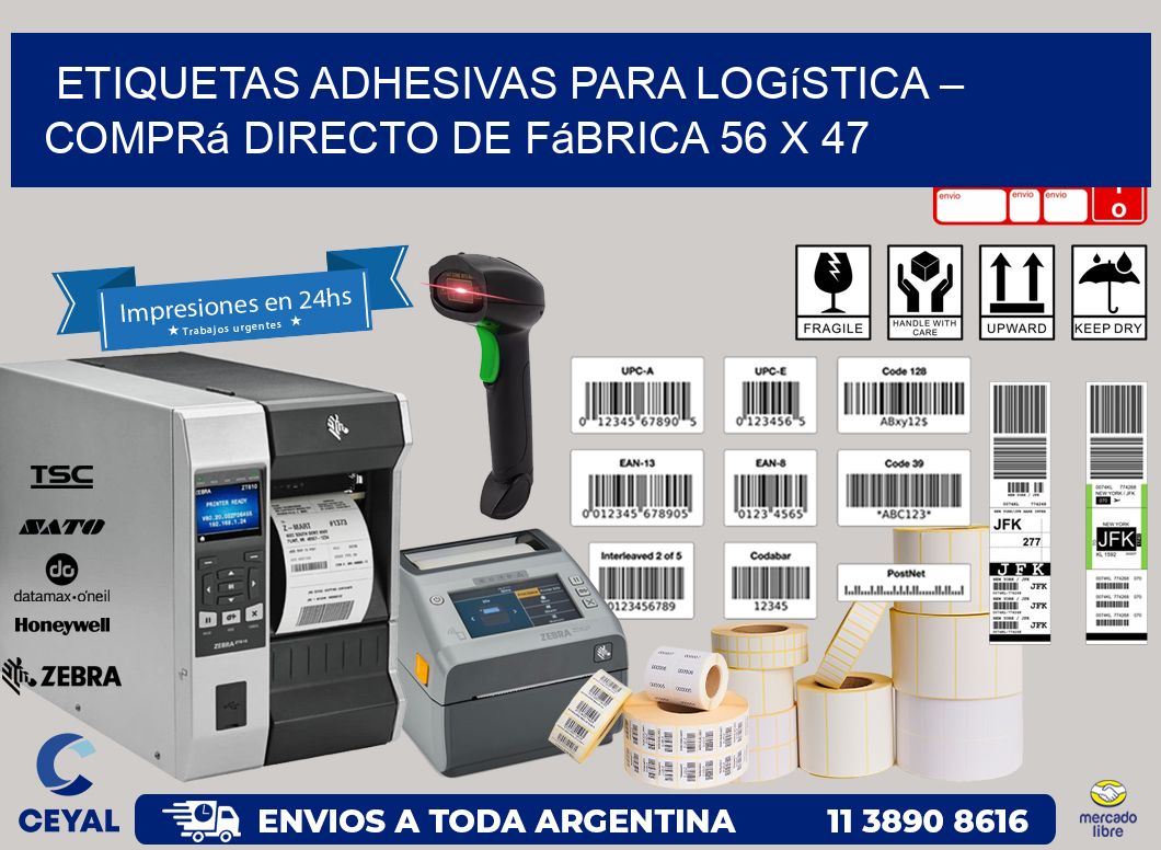Etiquetas Adhesivas para Logística – Comprá Directo de Fábrica 56 x 47
