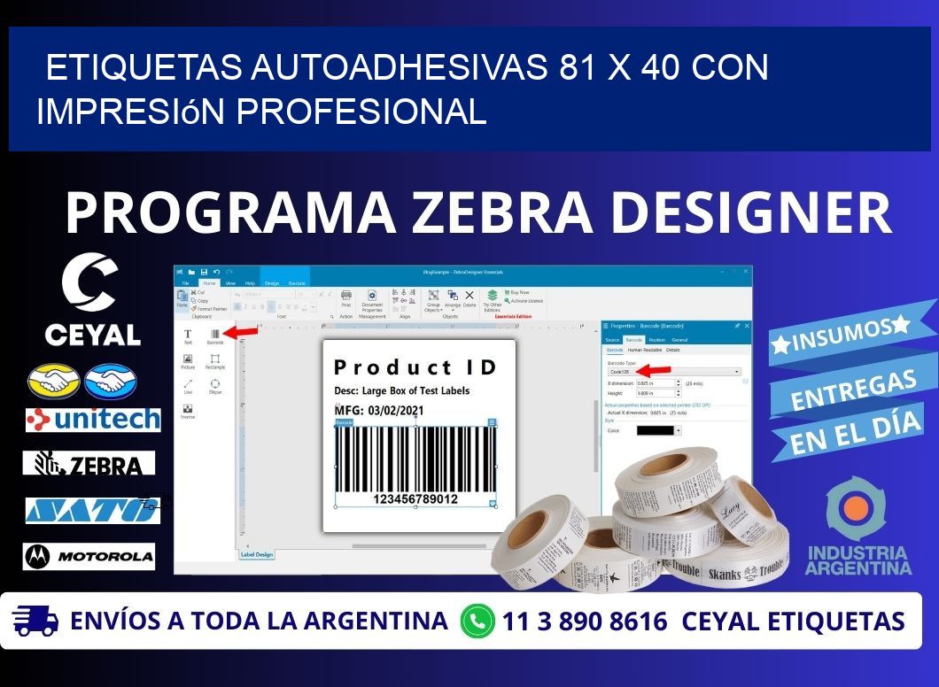 Etiquetas Autoadhesivas 81 x 40 con Impresión Profesional