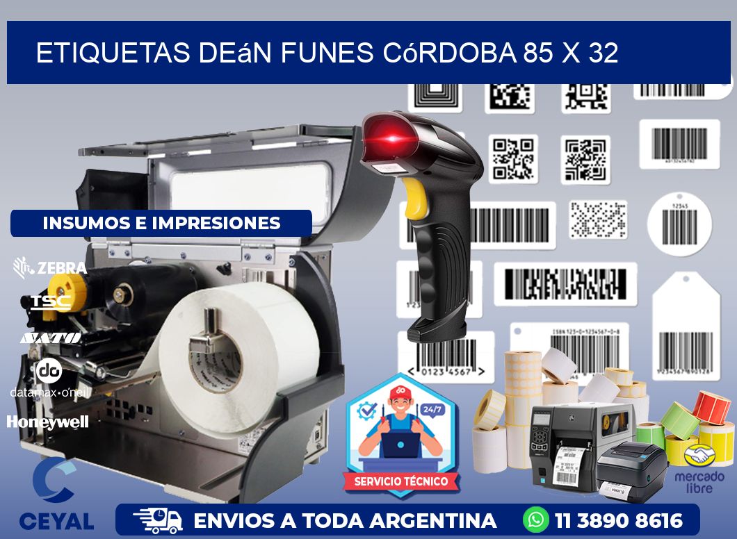 Etiquetas Deán Funes Córdoba 85 x 32