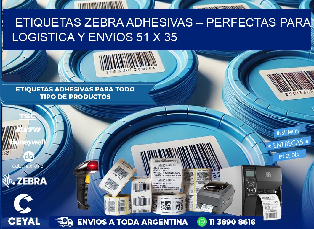 Etiquetas Zebra Adhesivas – Perfectas para Logística y Envíos 51 x 35