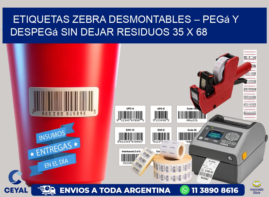 Etiquetas Zebra Desmontables – Pegá y Despegá Sin Dejar Residuos 35 x 68