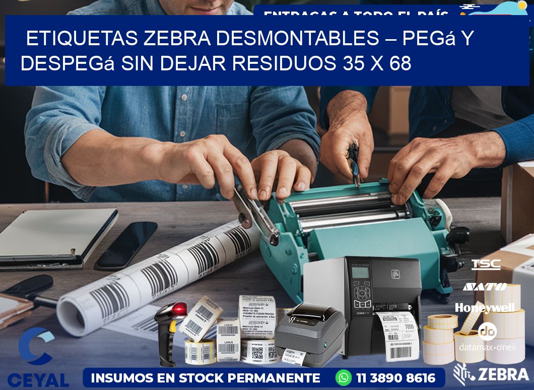 Etiquetas Zebra Desmontables – Pegá y Despegá Sin Dejar Residuos 35 x 68