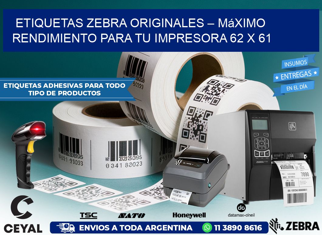 Etiquetas Zebra Originales – Máximo Rendimiento para tu Impresora 62 x 61
